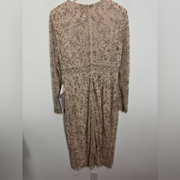 Mac Duggal Porcelain Sheath Floral Motiff Banded Empire Waist Dress Size 10 NEW - Picture 8 of 10